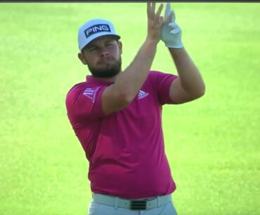 Tyrrell Hatton throwing his clubs at WGC Match Play