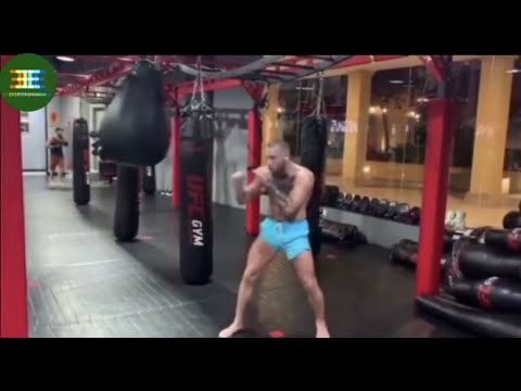Conor McGregor hitting the heavy bag for Dustin Poirier Trilogy Conor McGregor hitting the heavy bag for Dustin Poirier Trilogy