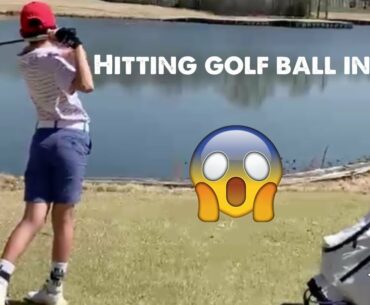 Hitting golf ball into a lake (#shorts)