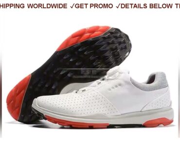 [Promo] $64.36 Waterproof Golf Shoes Men Anti Slip Spikeless Leather Golfing Footwear Male High Qua