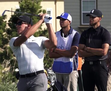 Sacramento's Cameron Champ tees up with Warriors star Stephen Curry at the Ellie Mae Classic