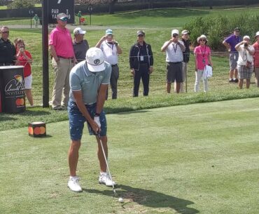 Rickie Fowler (frequent scowler) hitting iron off the tee (par 3 at the Arnold Palmer Invitational)