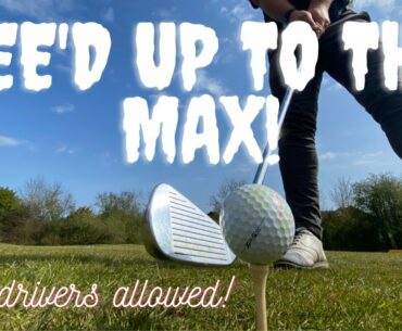 HITTING EVERY SHOT OFF A DRIVER TEE.. EVEN PUTTER! 3 HOLE MATCH PLAY (FUNNY) || THE GOLF SUPPLY