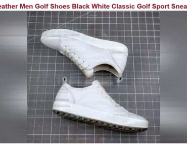 Genuine Leather Men Golf Shoes Black White Classic Golf Sport Sneakers Brand Outdoor Trainers for