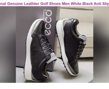 Promotion Professional Genuine Leathter Golf Shoes Men White Black Anti Slip Spikless Golf Sneakers