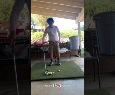 Golf practice, ball stance forward drill.