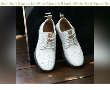 Genuine Leather Golf Shoes for Men Classic Black White Golf Sport Sneakers Mens Sport Walking Shoe