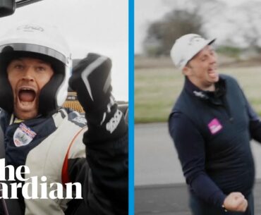 Golfer sets world record for furthest shot hit and caught in moving car