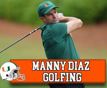 Manny Diaz Golfing at the 2021 Peach Bowl Challenge Charity Tournament