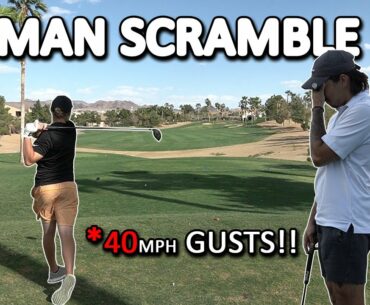 2 Man Scramble in 40mph Gusts!! | 6 Holes | Chimera Golf Club