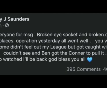 BILLY JOE SAUNDERS ISSUES A STATEMENT AFTER HIS SURGERY "I'LL BE BACK!"