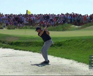 Phil Mickelson Holes A Bunker Shot On The 5th Hole At The 2021 PGA Championship
