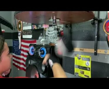 Jackie Garcia hits the speed bag