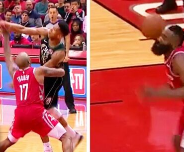 Giannis Antetokounmpo HITS James Harden In The Head with Ball | Bucks vs Rockets - January 9, 2019