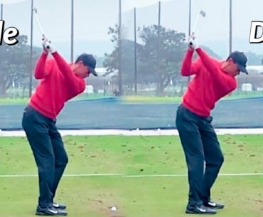 Tiger Woods Golf Swing - DRAW vs FADE - How To Shape The Ball Like Tiger