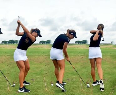 Cassandra Meyer actively utilizes the left foot step to increase the distance | Golf Channel 2021