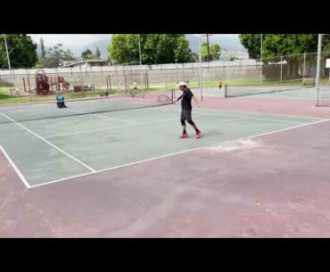Practicing approach shots and volleys with Slinger Bag