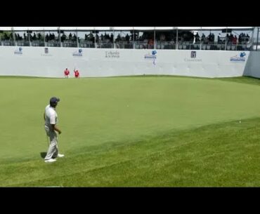 Watch now: Jerry Kelly almost holes out a chip on the 18th at the AmFam