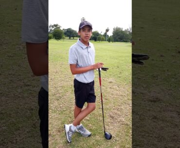 At the driving range with junior golfer Kalani Centeno