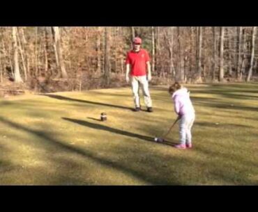 Bella Porter golfing on 4th birthday Pohick Bay