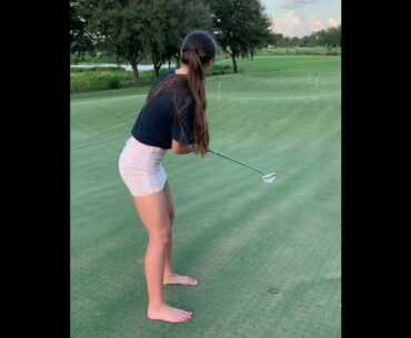 beauty girl, putting green , 😍😍 #golf #shorts #golfswing #golftrickshot   | GOLF#SHORT