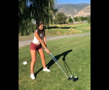 Let's hit it twice when others hit it 🤓 #golf #shorts #golfbabes #girlgolfswing     | GOLF#SHORT