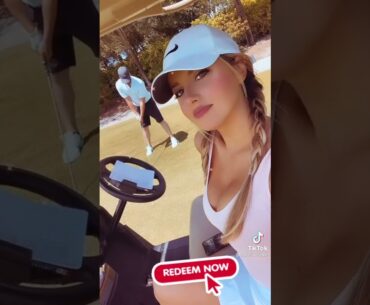 Golf game with beauty girl