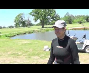 Golf Ball Lady has a most unusual job