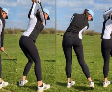 Wow pure swing. 👏 ❤️❤️ #golf #shorts #golfgirl      | GOLF#SHORT