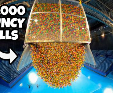 We Dropped 100,000 Bouncy Balls From ARENA ROOF!
