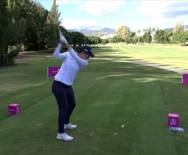 Carlota Ciganda with a fantastic eagle on the 14th on the way to a second round score of 66 (-6)
