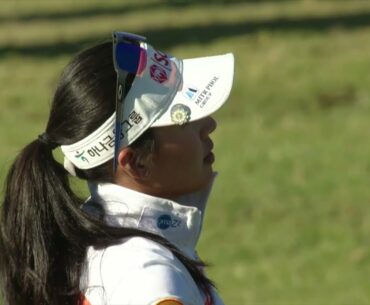 Keep your eyes on this one! Atthaya Thitikul gets a little help from the bridge approaching the 18th