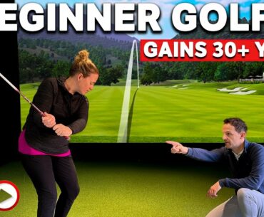 BEGINNER GOLFER improves strike and gains 30+ yards in LIVE GOLF LESSON