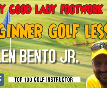 Crazy good lady golfer footwork drill create perfect golf swing motion!  BEGINNER GOLF LESSONS