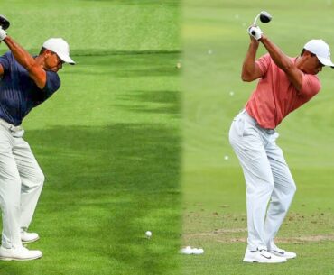 Tiger Woods Golf Swing Slow Motion - MASTERS 2022 - Iron, Driver & 3 Wood Swings from Face On & DTL