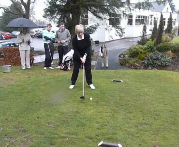 Opening Day Saturday 16th March - Lady Captain Brenda teeing off.