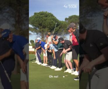 12 golfers try to hit 12 putts into the same hole