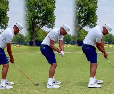 Tony Finau Golf Swing 2022 - Iron Swing DTL - Slow Motion