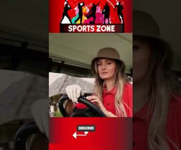 A Beautiful Woman With Golf Ball and Cart