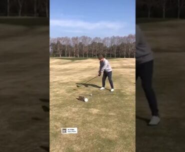 A 10 goal player swinging a golf club better than a polo mallet
