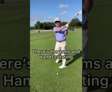 Swing the golf club more like a baseball bat to get the feel of how to release the golf club.