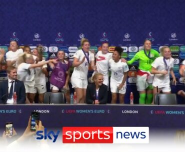 "It's coming home" - Sarina Wiegman's press conference gatecrashed by singing England players