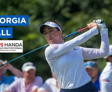 Georgia Hall's tremendous approach to set up EAGLE on the ninth and claim a share of the lead
