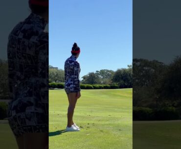 Fit Golfer Girl chipping it in! #golf #golfswing #golfshorts