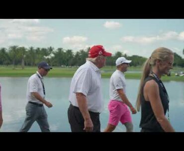 Donald Trump plays golf with Sergio Garcia 2022 LIV Golf Miami and speaks about PGA Tour Saudi Money