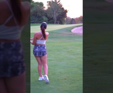 Sunset tee time #golfgirl #shorts #short #golfshorts