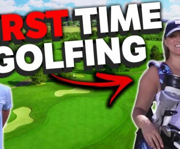 HER FIRST TIME PLAYING GOLF...