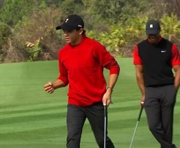 Charlie Woods buries eagle putt at PNC Championship