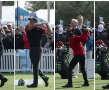Tiger Woods and Charlie Woods Practice Range at PNC Championship 2022