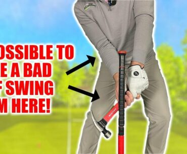 IT’S HARD TO MAKE A BAD GOLF SWING from this TRAIL ARM POSITION in the set up!